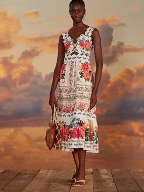 FARM Rio Off-White Bloom Garden Maxi Dress Medium new with tag